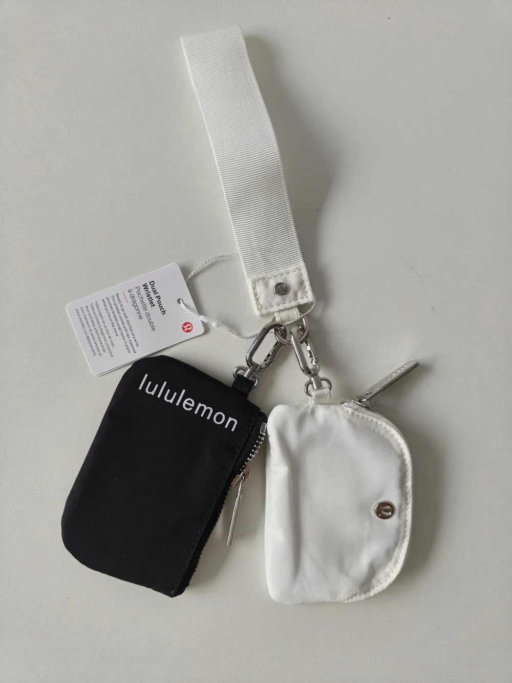 Lululemon Black & White Key Pouch Duo Wristlet